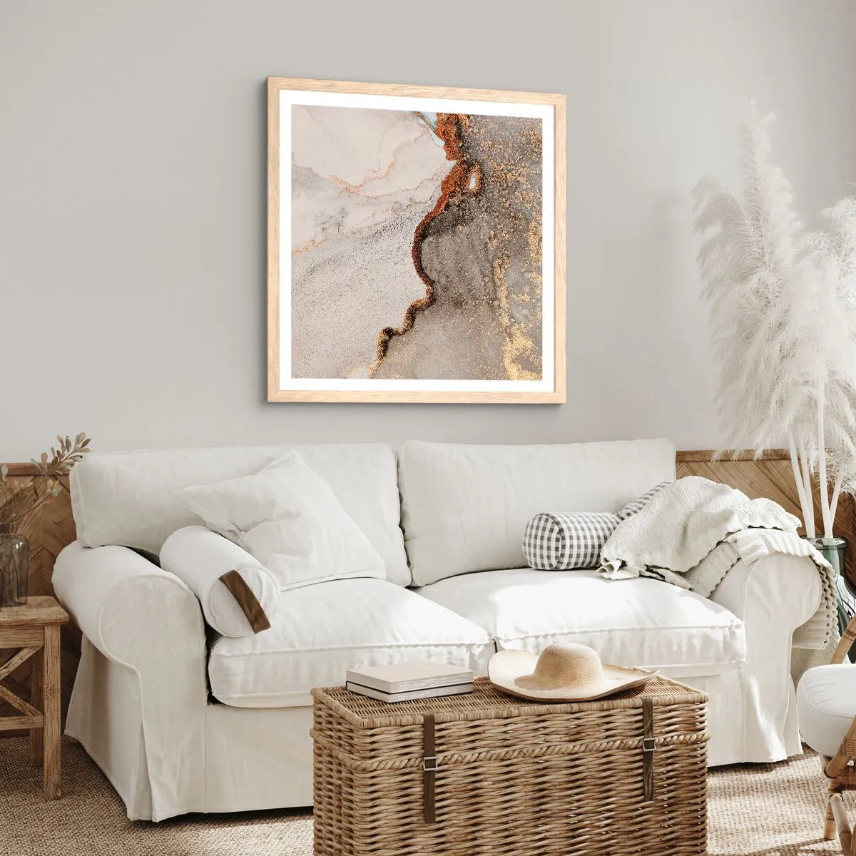 Poster în ramă de stejar deschis - La granița culorilor - 60x60 cm