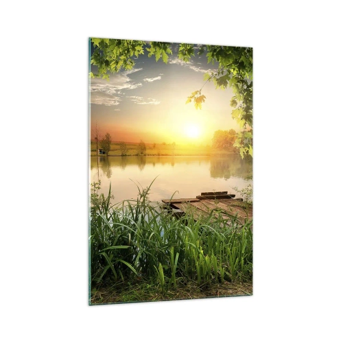 Tablou pe sticlă - Peisaj într-un cadru verde - 70x100 cm