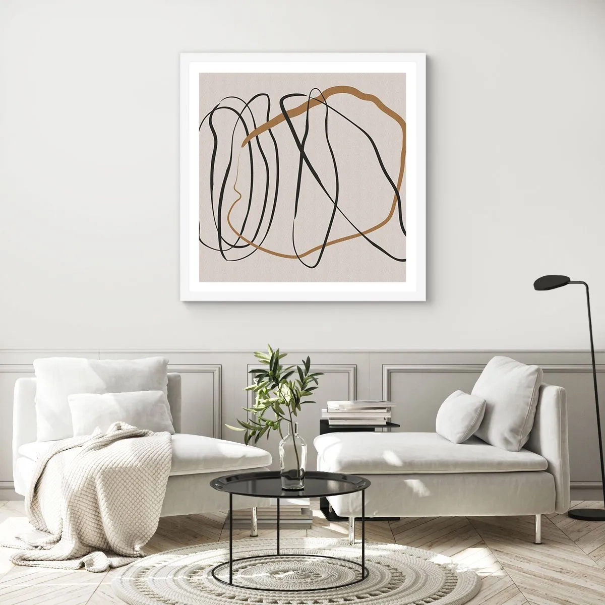 Poster în ramă albă - Compoziție - Dans posesiv - 60x60 cm