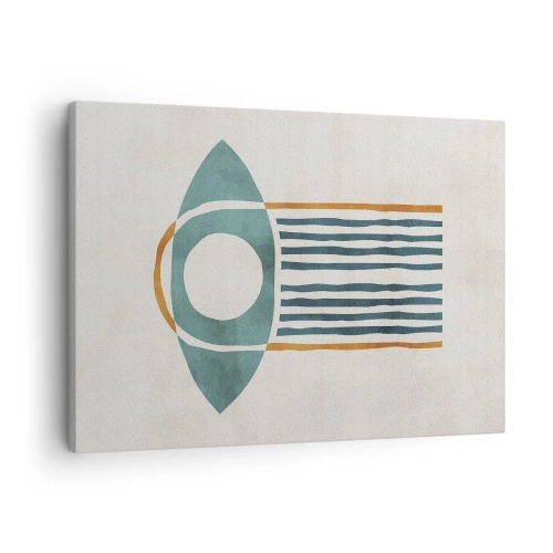 Tablou pe pânză Canvas - Model geometric în nuanțe de verde și portocaliu - 70x50cm - Semne și ritualuri - Decorațiune modernă pentru perete pentru living și dormitor ARTTOR