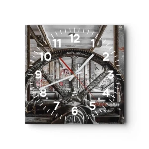 Ceas de perete - Ceas pe sticlă - Viața secretă a unei fabrici - 40x40 cm