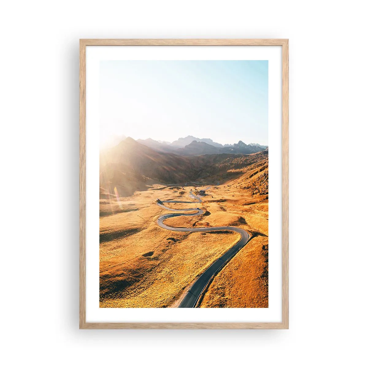 Poster în ramă de stejar deschis - Într-o vale de aur - 50x70 cm