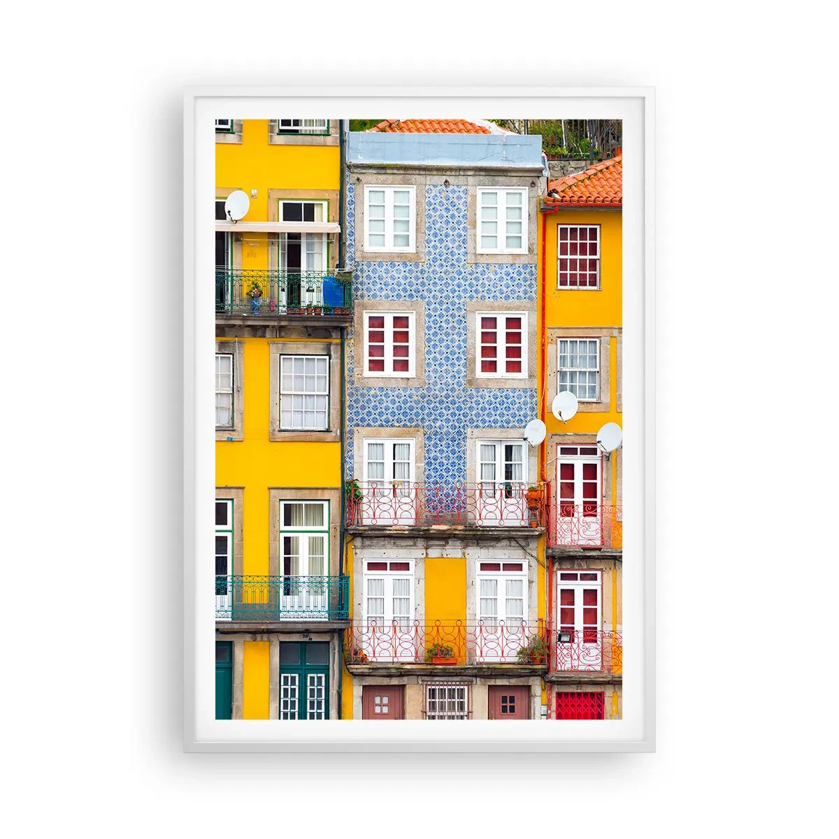 Poster în ramă albă - Culorile orașului vechi - 70x100 cm