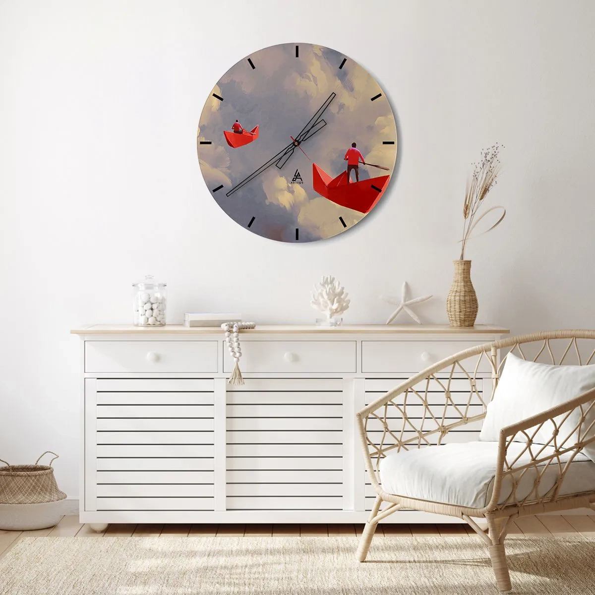 Ceas de perete - Ceas pe sticlă - Expediția visătorilor - 40x40 cm