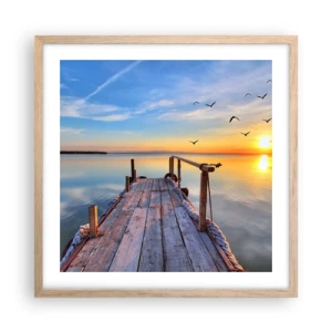 Poster în ramă de stejar deschis - Mergând înainte spre soare - 50x50 cm