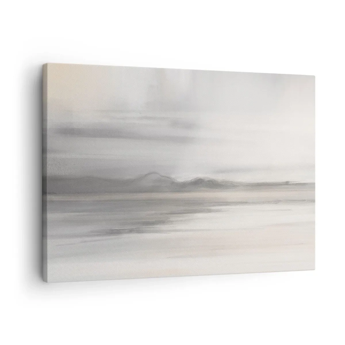 Tablou pe pânză Canvas - Un peisaj subtil în nuanțe de gri și bej - 70x50cm - Gândul îndepărtat - Decorațiune modernă pentru perete pentru living și dormitor ARTTOR