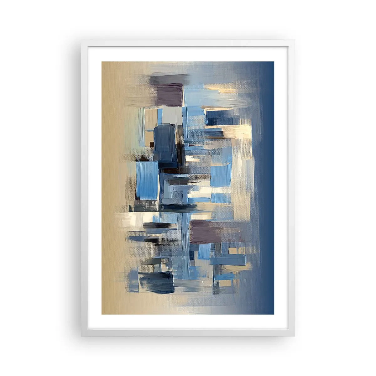 Poster în ramă albă - Construcție albastră - 50x70 cm