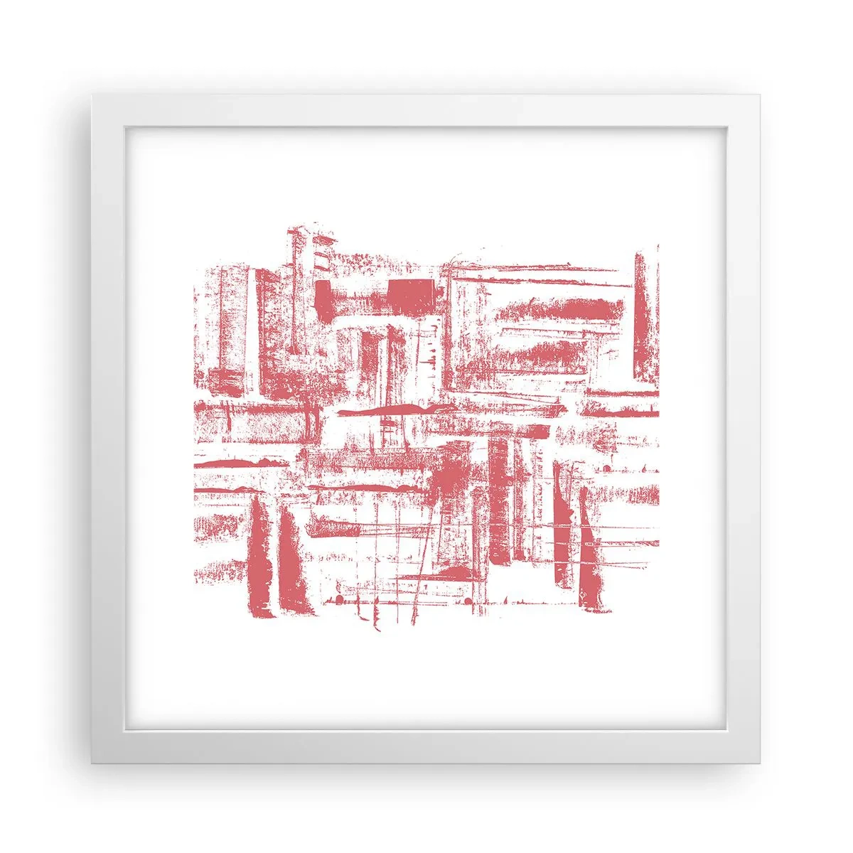 Poster în ramă albă - Orașul roșu - 30x30 cm