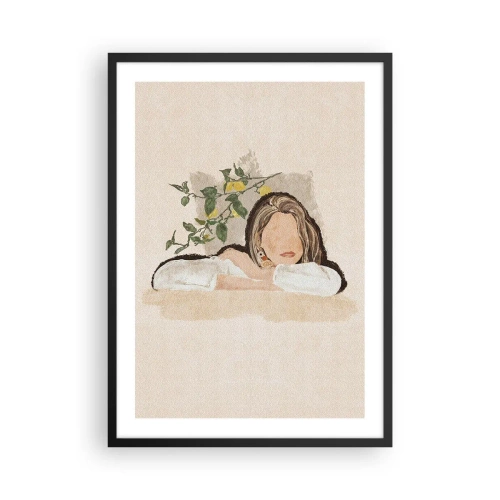 Poster în ramă neagră - figură gânditoare înconjurată de natură - 50x70cm - Frumusețea sudului - Decorațiune modernă pentru perete pentru living și dormitor ARTTOR