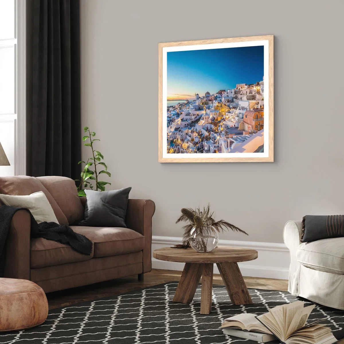 Poster în ramă de stejar deschis - Esența grecității - 50x50 cm