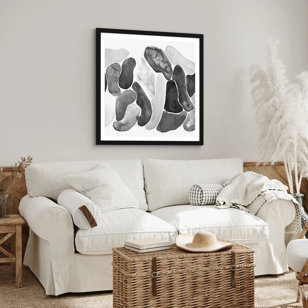 Poster în ramă neagră - Abstracție pietroasă - 60x60 cm