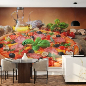 Tapet Autoadeziv Deluxe Sticker - Cu o adevărată aromă italiană - Gastronomie, Pizza, Italia - 100x70 cm