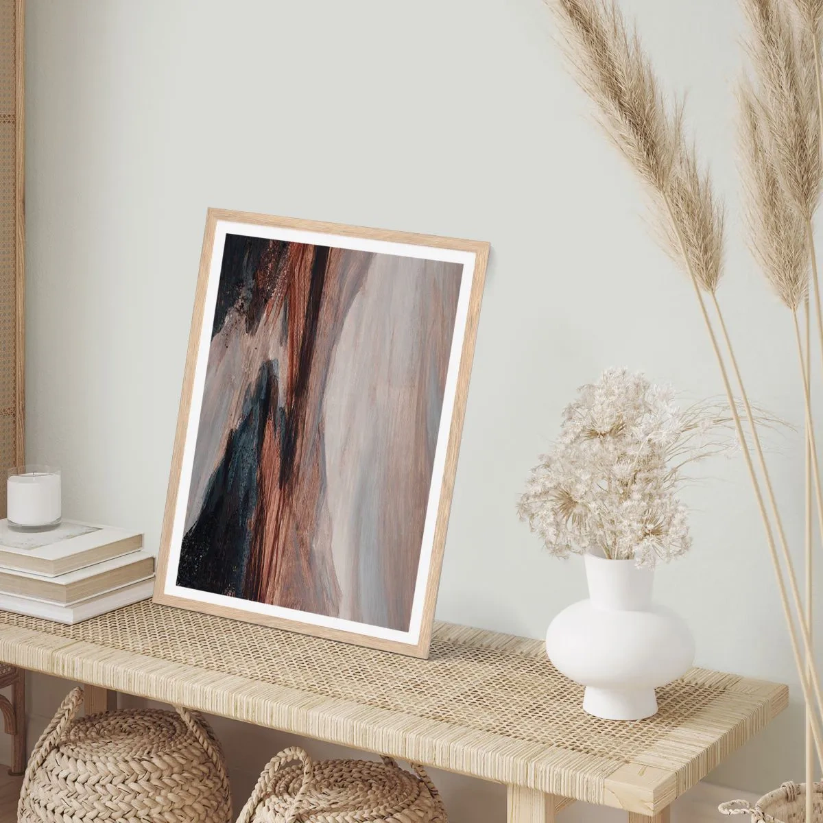 Poster în ramă de stejar deschis - Valea liniștită - 40x50 cm