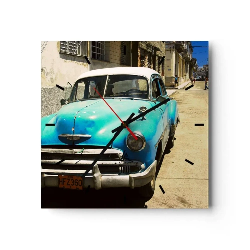 Ceas de perete - Ceas pe sticlă - Eviva Cuba! - 40x40 cm