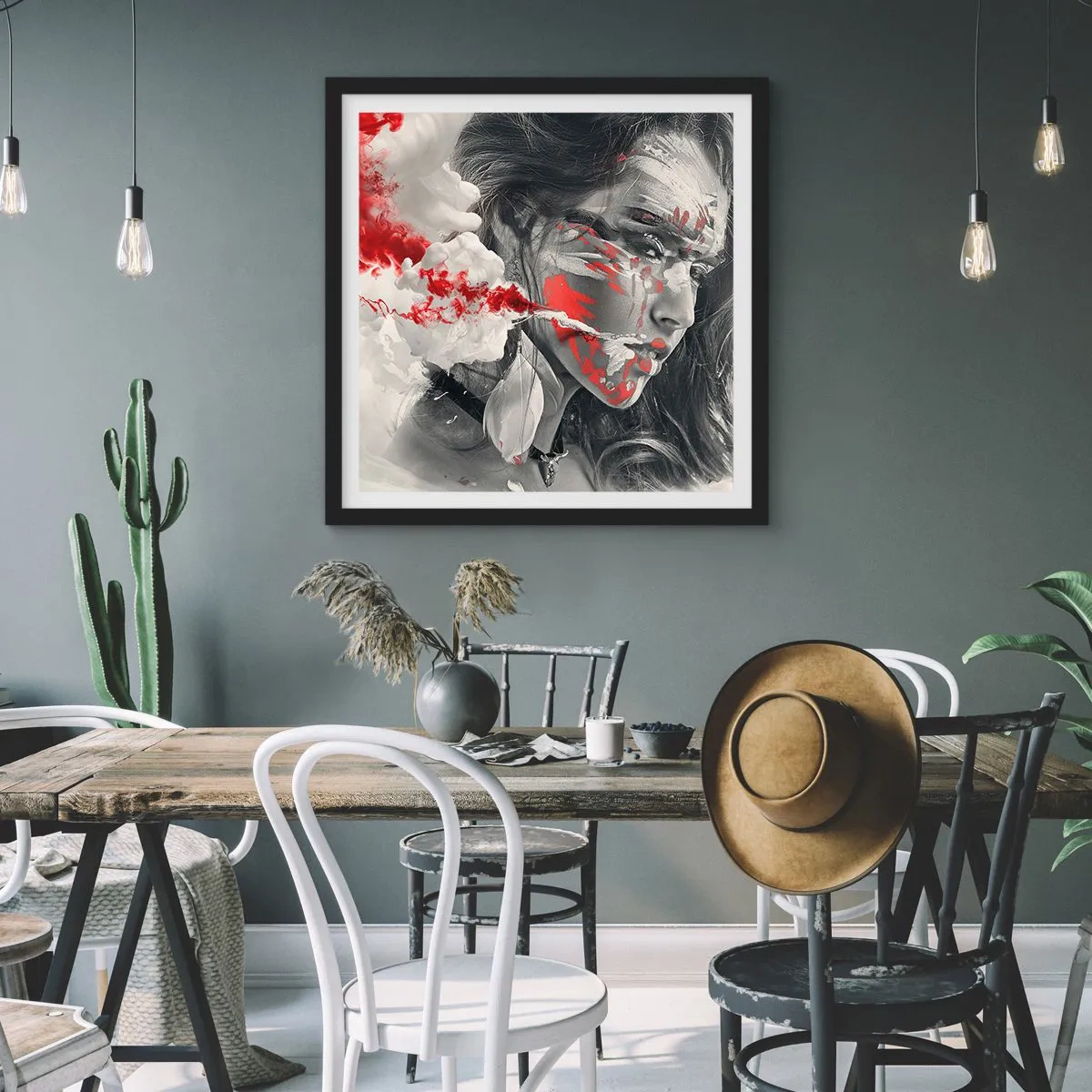 Poster în ramă neagră - În aburul absurdului - 60x60 cm