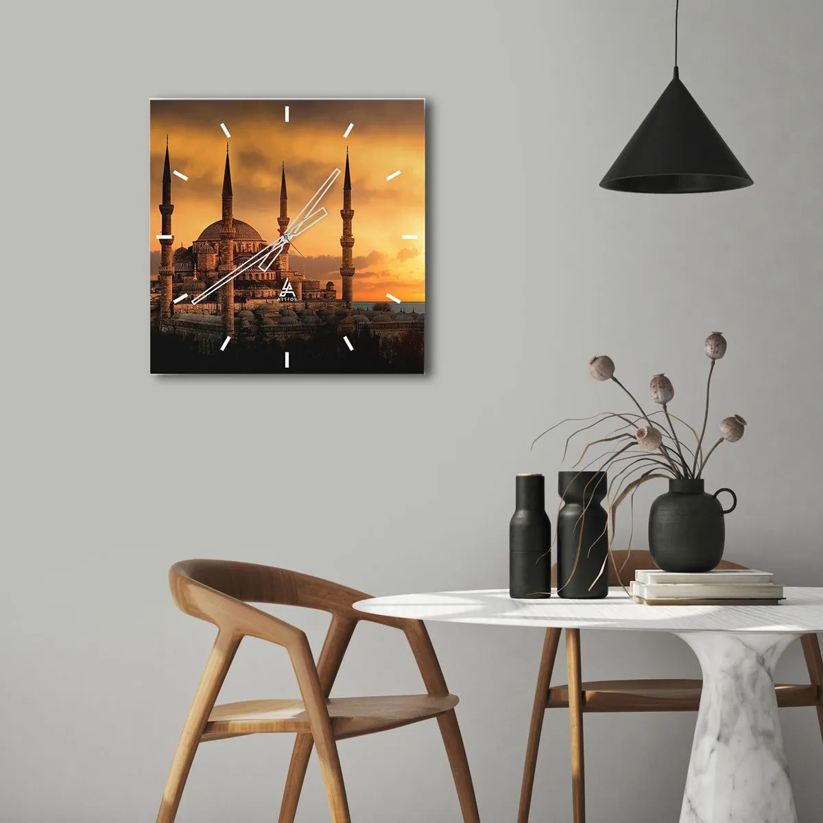 Ceas de perete - Ceas pe sticlă - Dumnezeu este mare - 40x40 cm