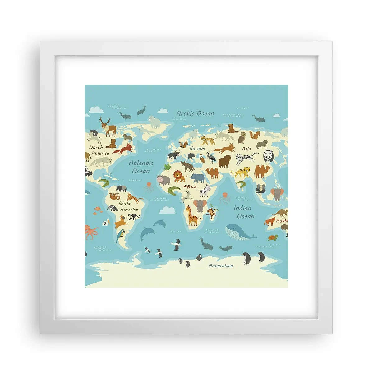 Poster în ramă albă - Vecini buni - 30x30 cm