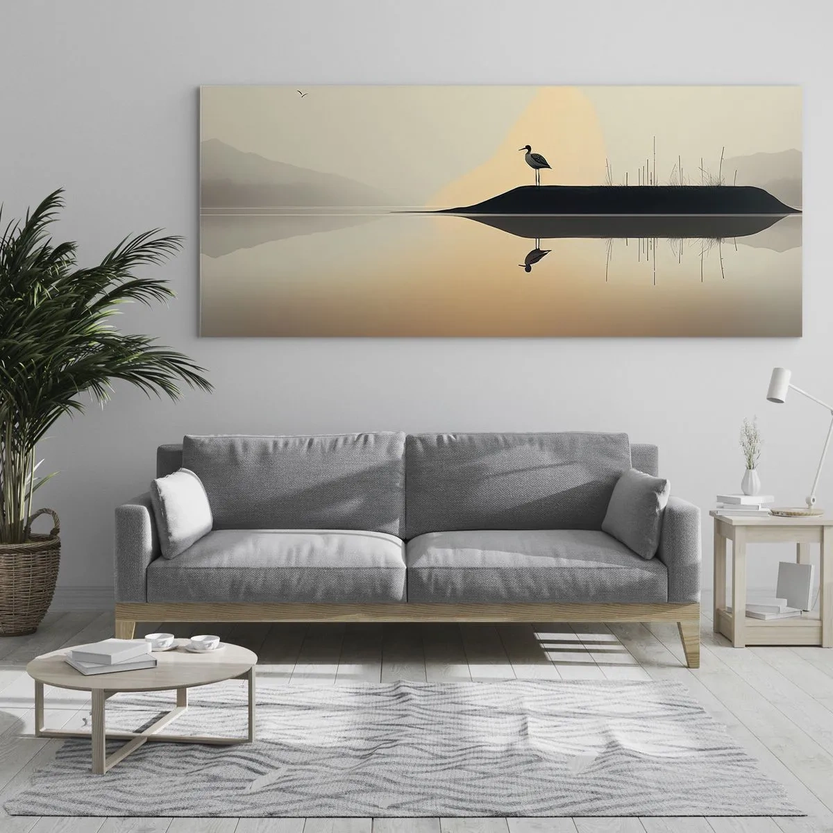 Tablou pe sticlă - Domn pe lac - 100x40 cm