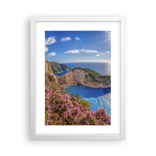 Poster în ramă albă - Marea mea vacanță grecească - 30x40 cm