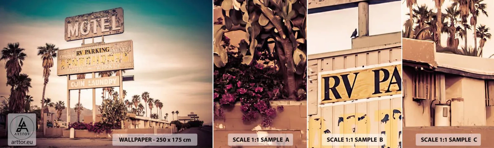 Mostră tapet autocolant Deluxe Sticker - Timpul s-a oprit aici - Peisaj, Arhitectură, STATELE UNITE ALE AMERICII - 100x30 cm