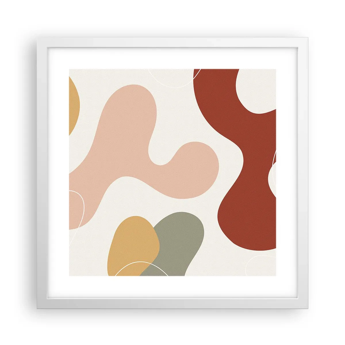 Poster în ramă albă - Pete colorate? - 40x40 cm