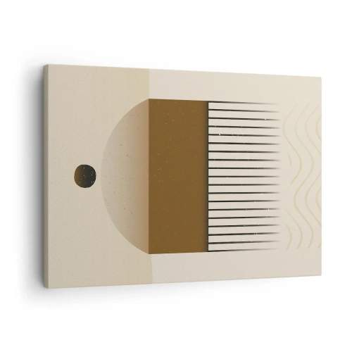 Tablou pe pânză Canvas - Compoziție geometrică abstractă în tonuri de bej și maro - 70x50cm - Stări diferite - Decorațiune modernă pentru perete pentru living și dormitor ARTTOR