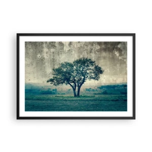 Poster în ramă neagră - Un măr pe o pajiște albastră? - 70x50 cm
