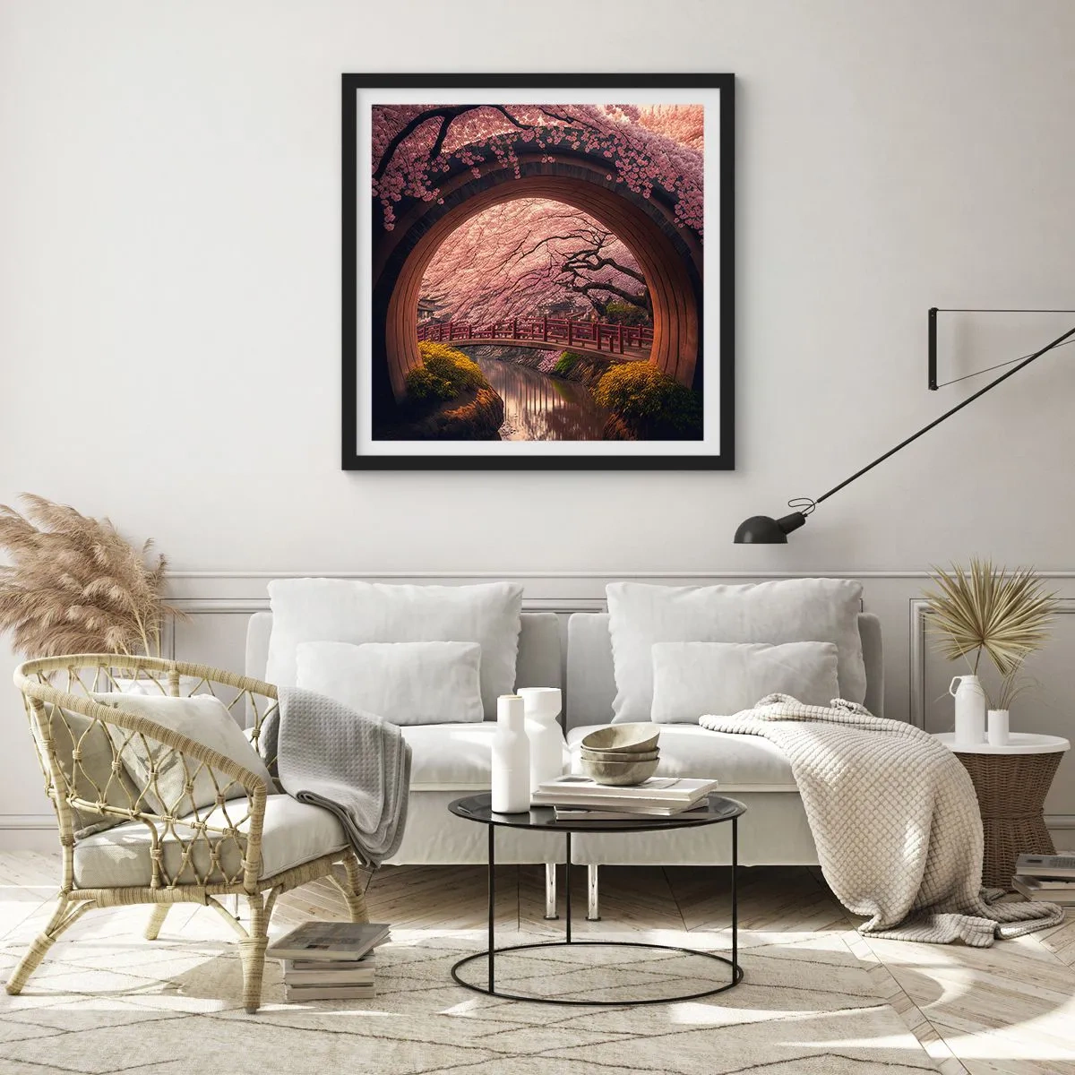 Poster în ramă neagră - Primăvara japoneză - 40x40 cm