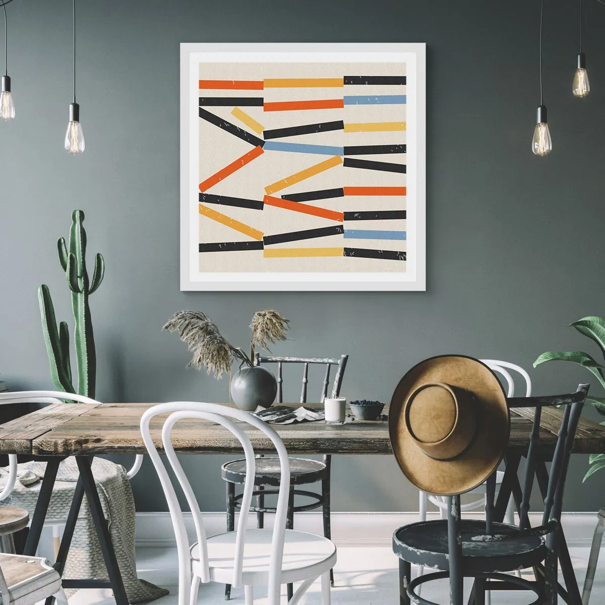 Poster în ramă albă - Compoziție la nivel - 50x50 cm