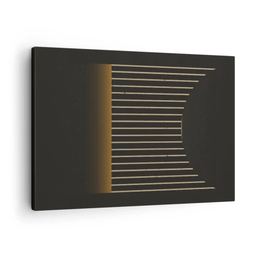 Tablou pe pânză Canvas - Model geometric cu dungi pe un fundal închis - 70x50cm - Explorați întunericul - Decorațiune modernă pentru perete pentru living și dormitor ARTTOR