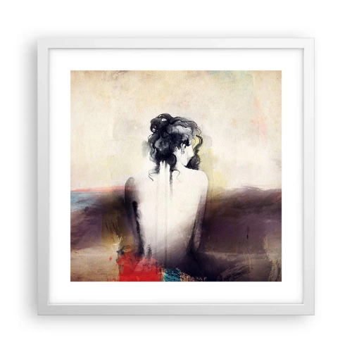 Poster în ramă albă - Linii moi, forme ovale - 40x40 cm