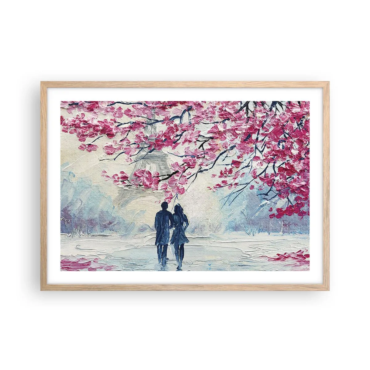 Poster în ramă de stejar deschis - Plimbare romantică - 70x50 cm