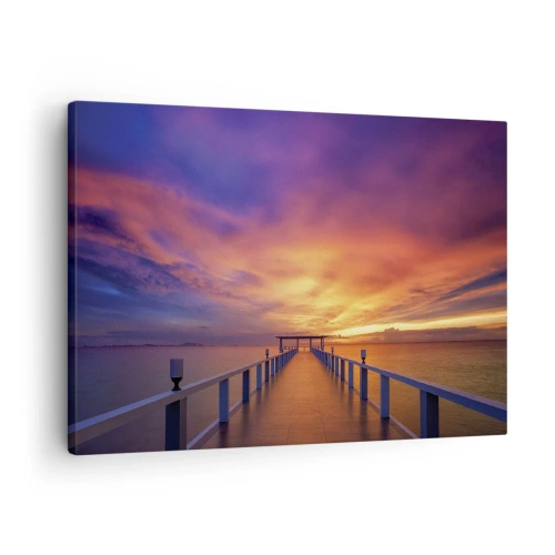 Tablou pe pânză Canvas - Un debarcader care duce spre mare în timpul apusului - 70x50cm - Fără sfârșit - Decorațiune modernă pentru perete pentru living și dormitor ARTTOR