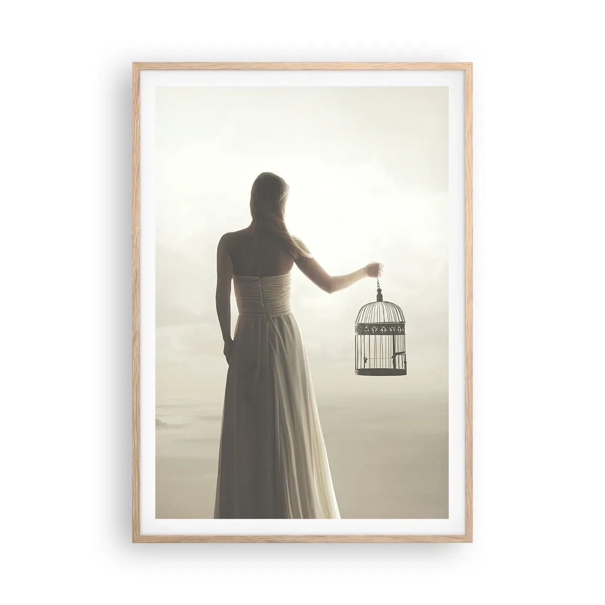 Poster în ramă de stejar deschis - Fii liberă - 70x100 cm