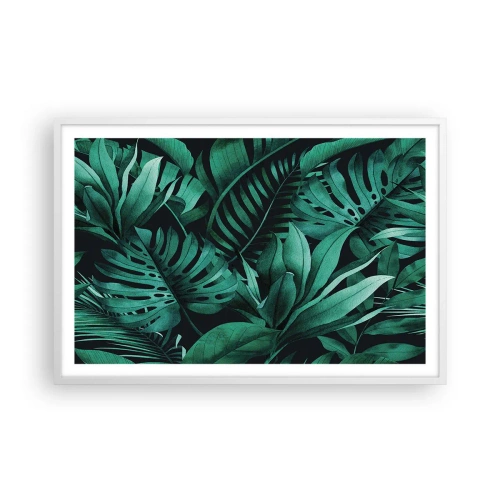 Poster în ramă albă - Profunzimea verdelui tropical - 91x61 cm