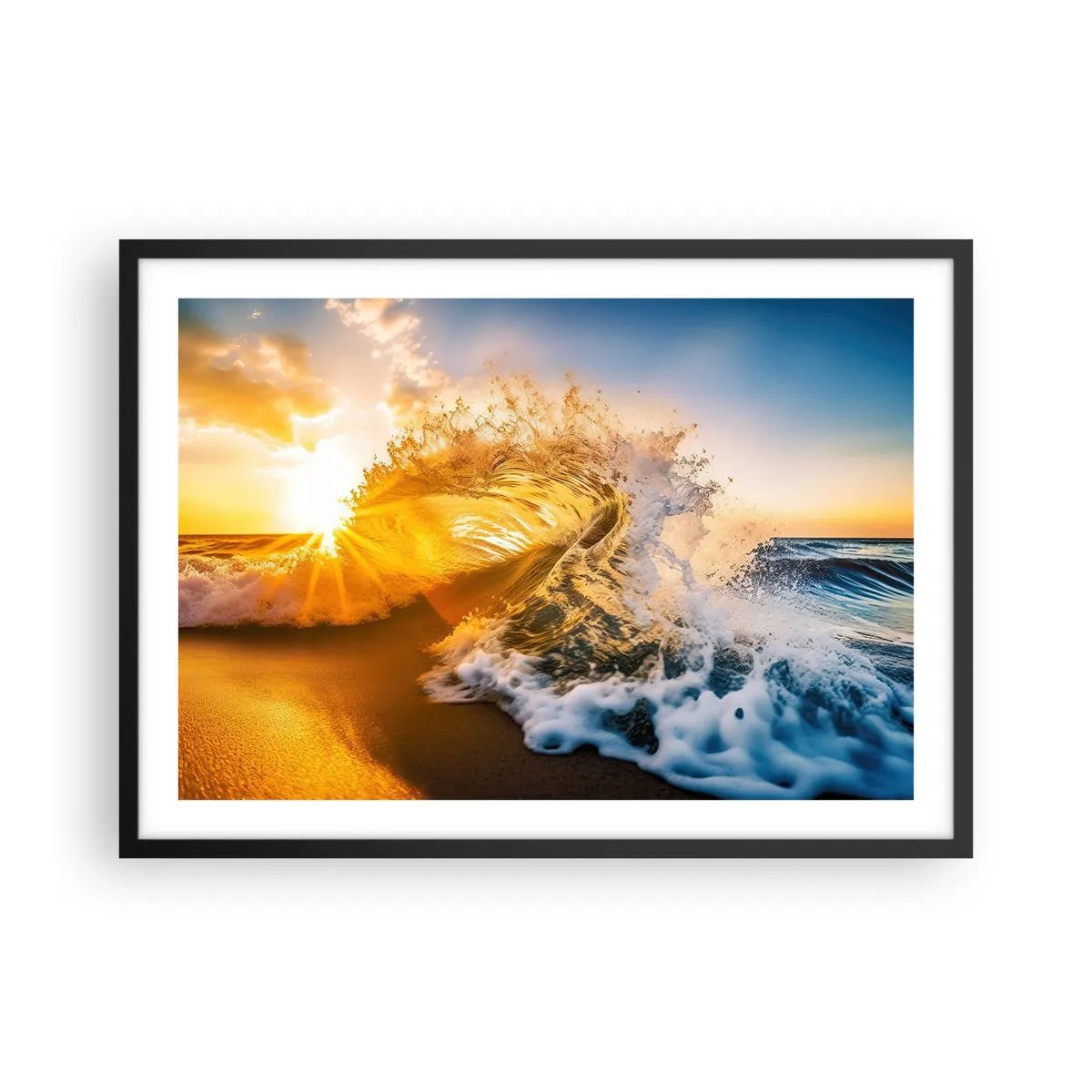 Poster în ramă neagră - Joc în nisip - 70x50 cm