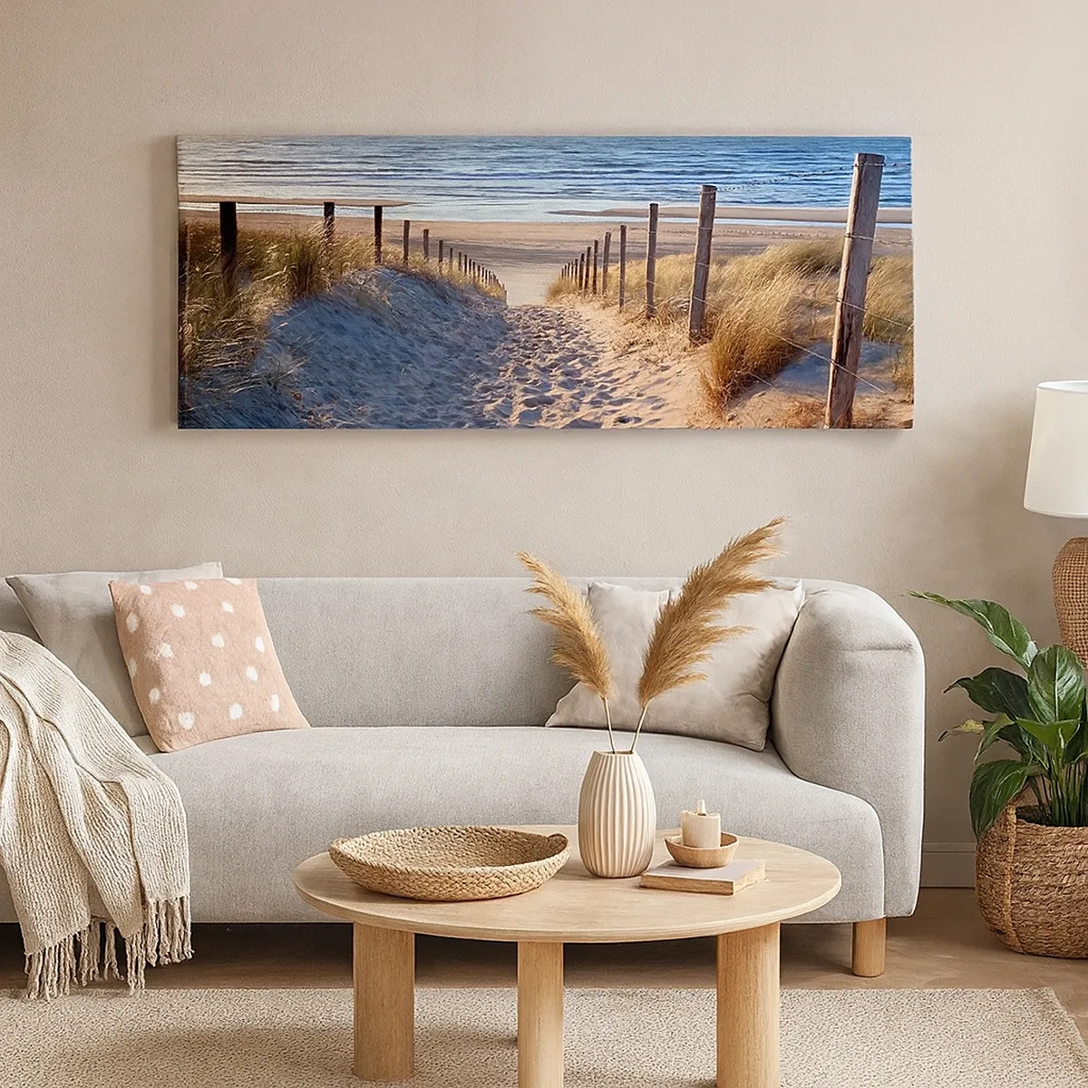 Tablou pe pânză - Zumzet de mare, o plajă sălbatică printre ierburi... - 30x30 cm