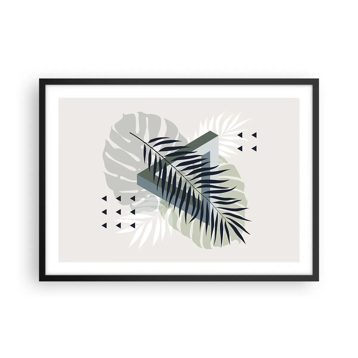 Poster în ramă neagră - Natura și geometria - două ordine? - 70x50 cm