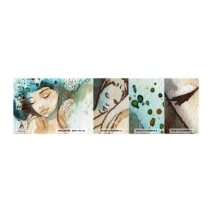 Mostră tapet autocolant Deluxe Sticker - Lady în albastru - Abstracția, Femeie, Chipul de femeie - 100x30 cm