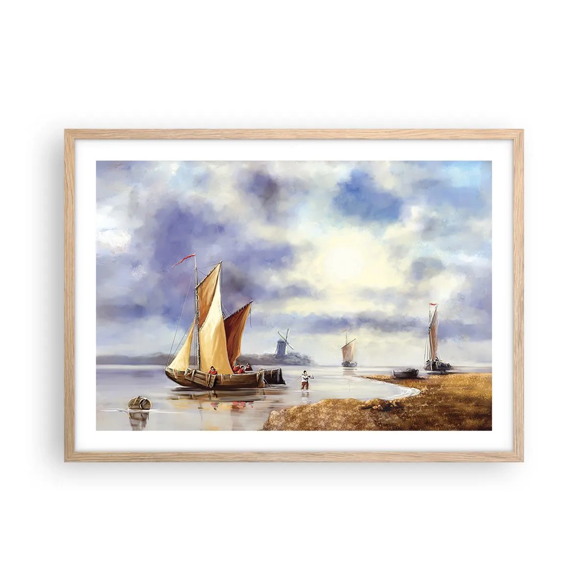 Poster în ramă de stejar deschis - Întoarcerea marinarilor - 70x50 cm