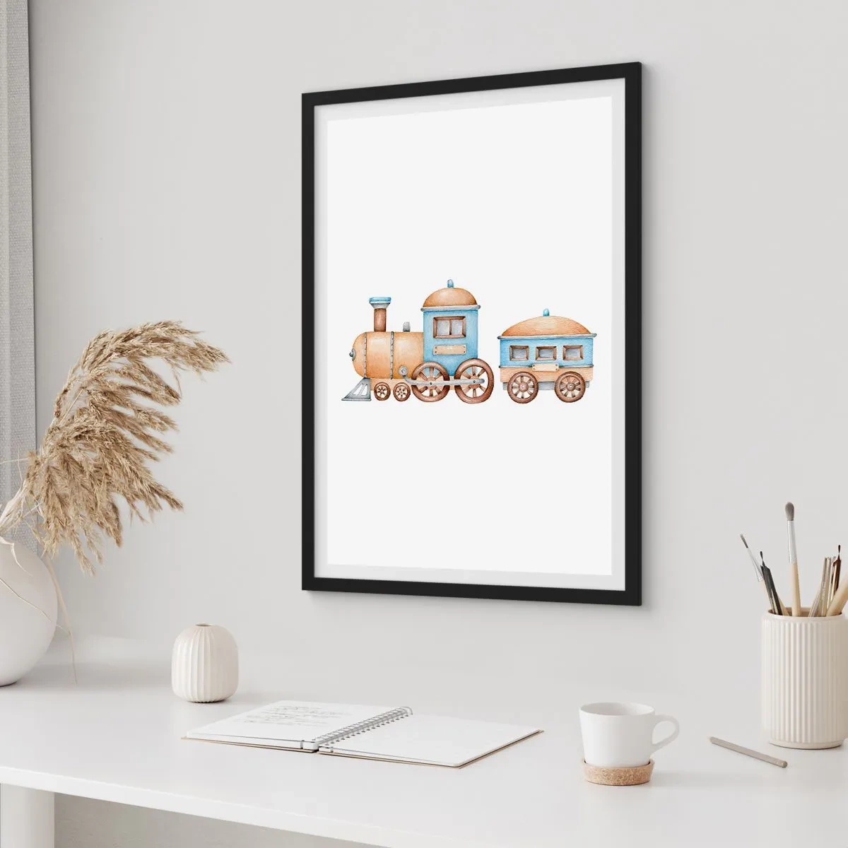 Poster în ramă neagră - Trenulețul din copilărie - 61x91 cm