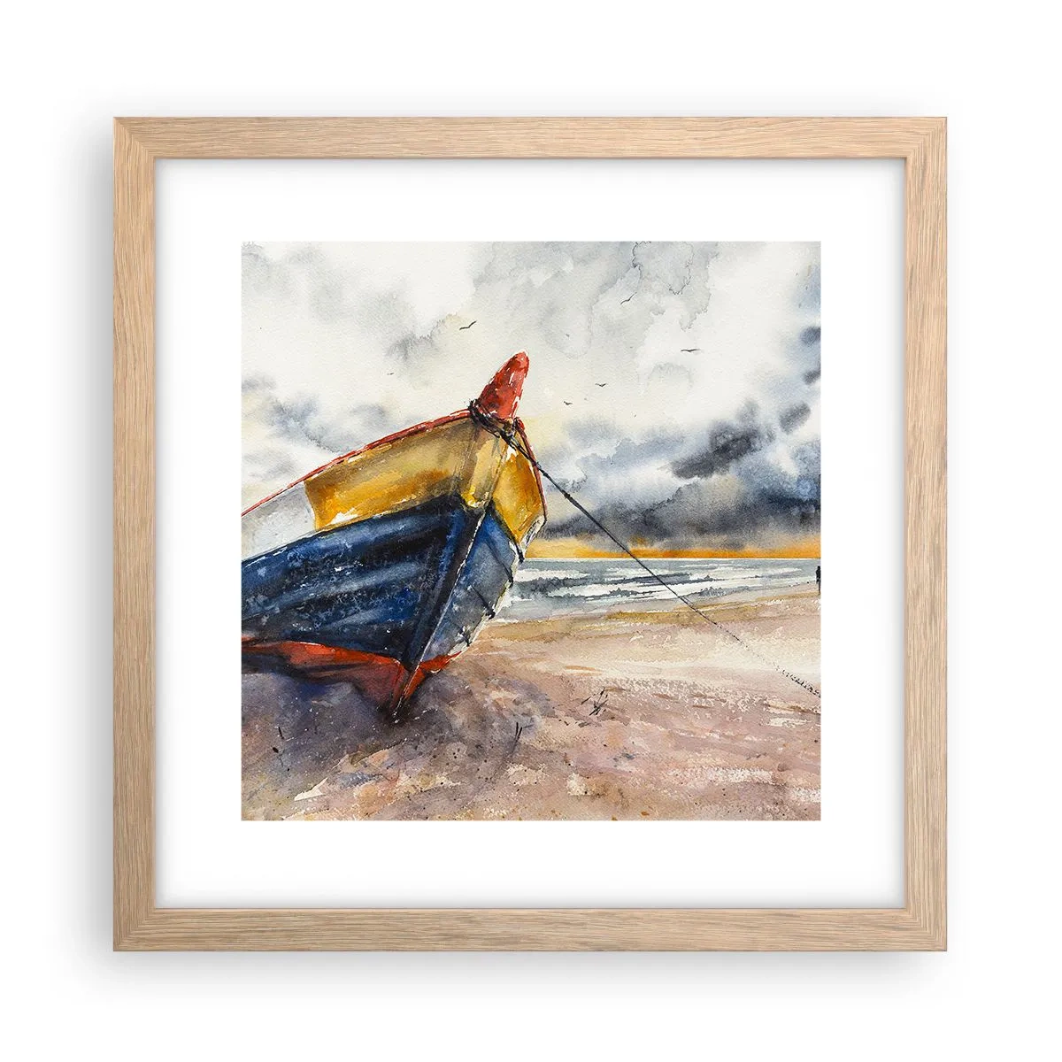 Poster în ramă de stejar deschis - Se odihnește pe țărm - 30x30 cm