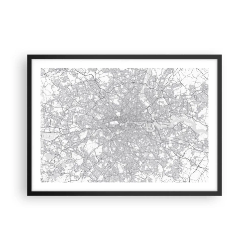Poster în ramă neagră - Harta labirintului din Londra - 70x50 cm
