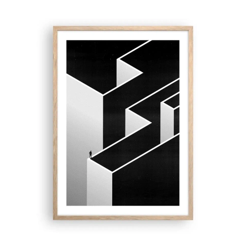 Poster în ramă de stejar deschis - Singurătate la vârf - 50x70 cm