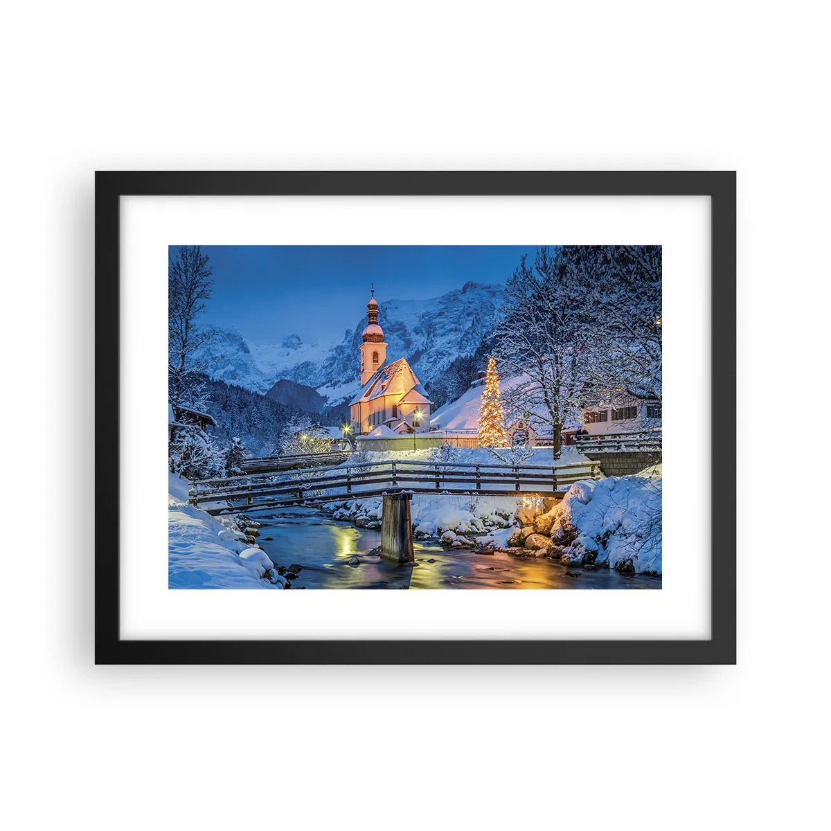 Poster în ramă neagră - Spiritul Crăciunului - 40x30 cm