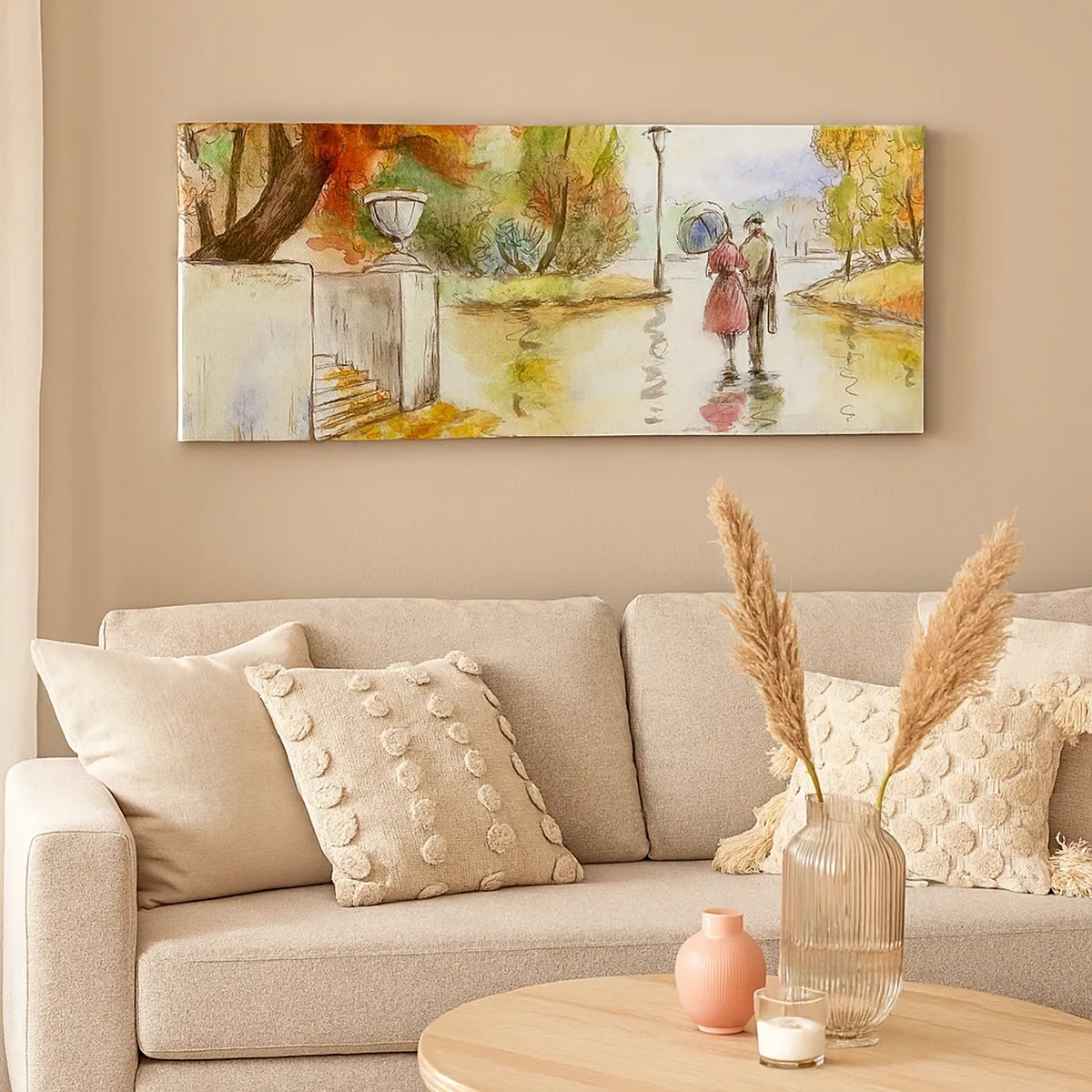 Tablou pe pânză - Toamnă romantică în parc - 30x30 cm