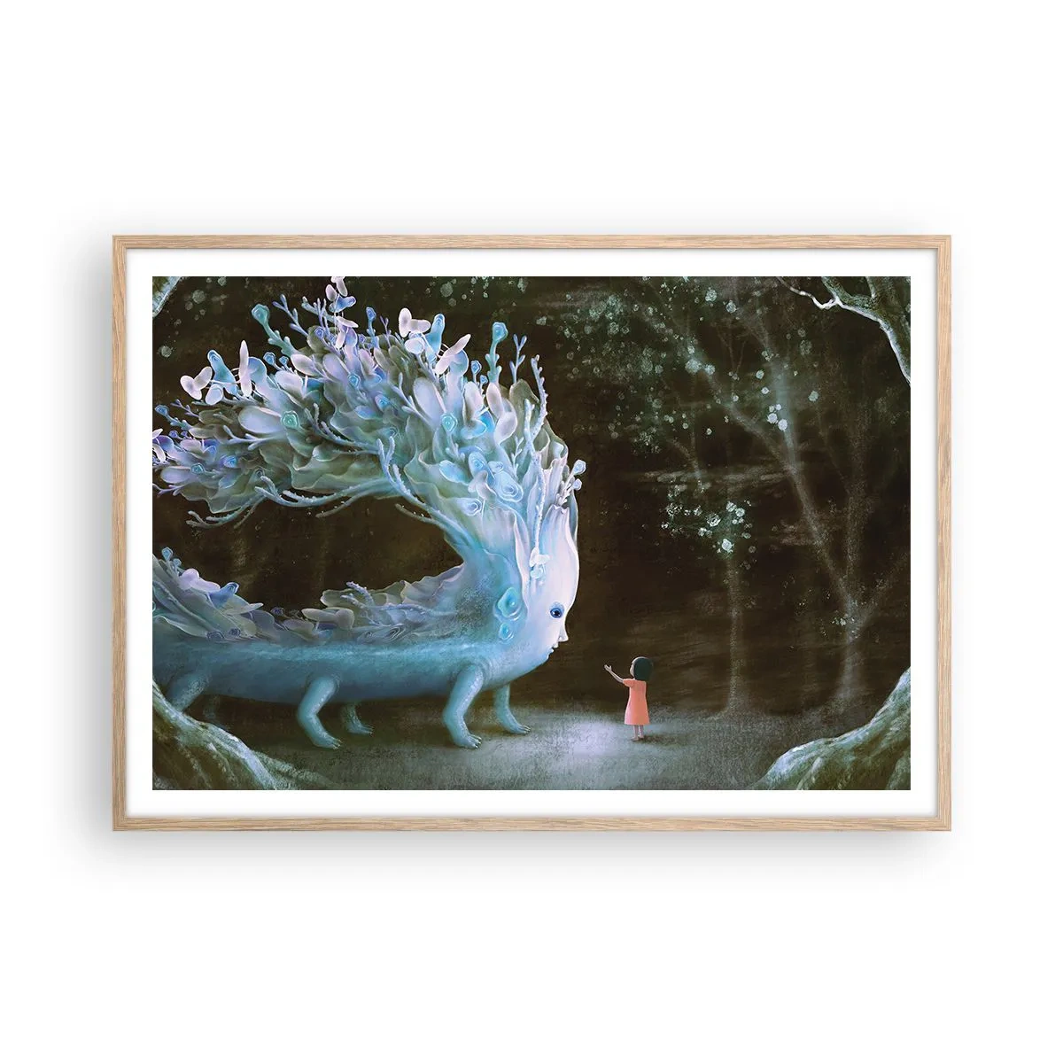 Poster în ramă de stejar deschis - Întâlnire fantastică - 100x70 cm