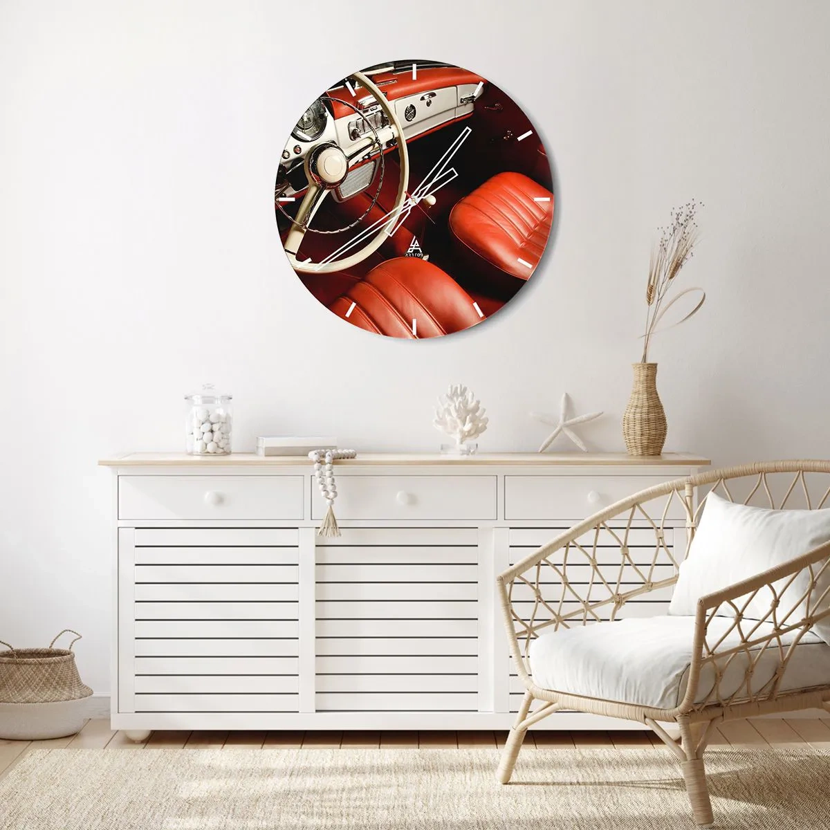 Ceas de perete - Ceas pe sticlă - Lux în stil vintage - 30x30 cm