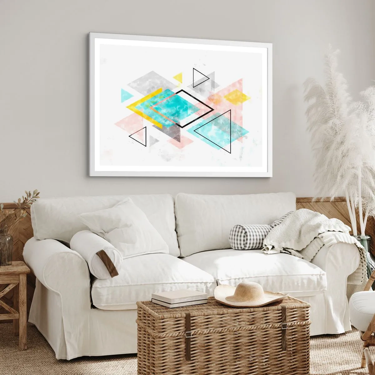 Poster în ramă albă - Joc geometric - 50x40 cm