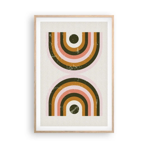 Poster în ramă de stejar deschis - Abstracție dublă - 61x91 cm
